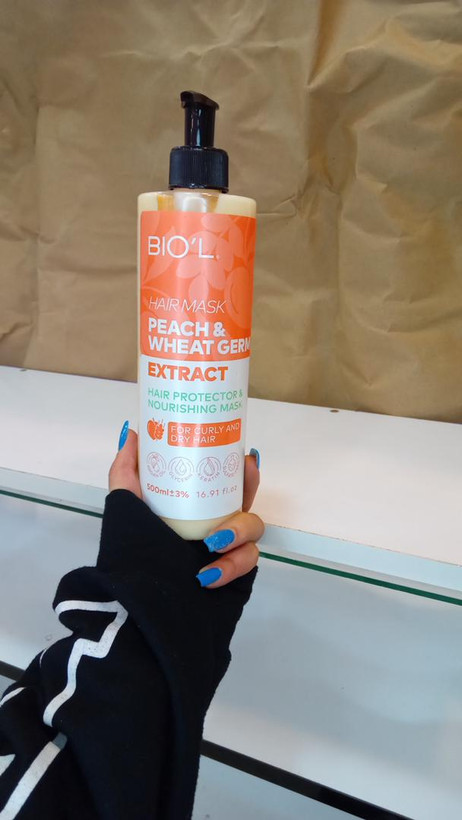 ماسک موی هلو و جوانه گندم موی خشک و فر 500 میل بیول